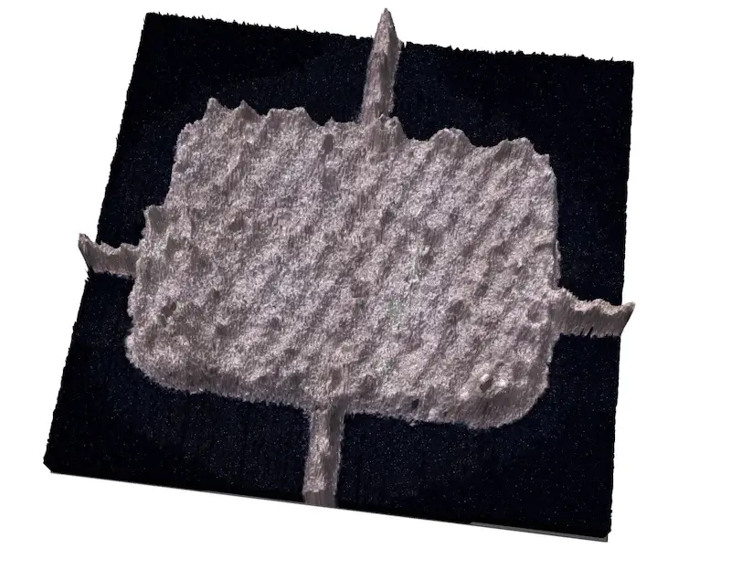 3D bond pad measured by the Zeta-Solar, with automated measurement of bond pad height.